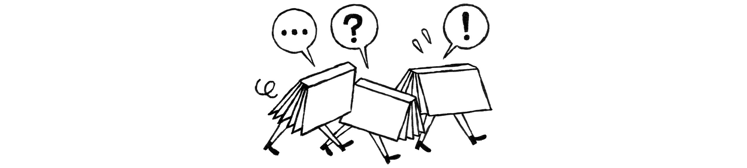 Illustration of books talking