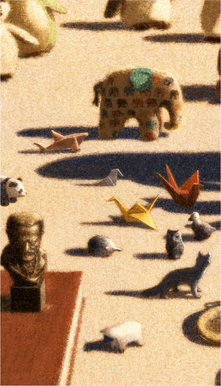 A set of toys scattered on the floor.