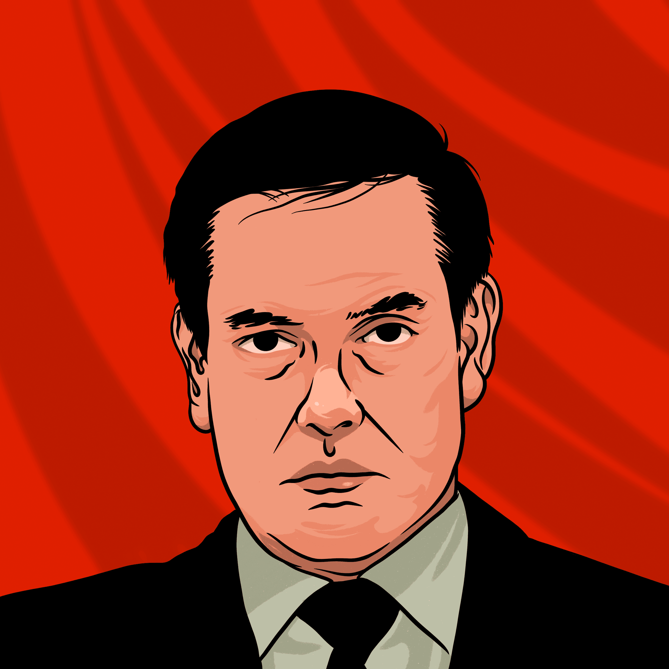 Illustrated portrait of Marco Rubio.